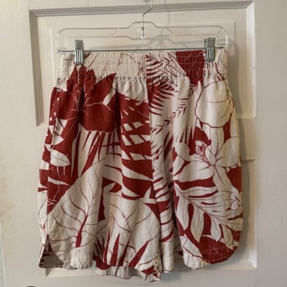 Madewell Palm Print Baggy Pull-On Bermuda Shorts - Size S - Picture 1 of 3